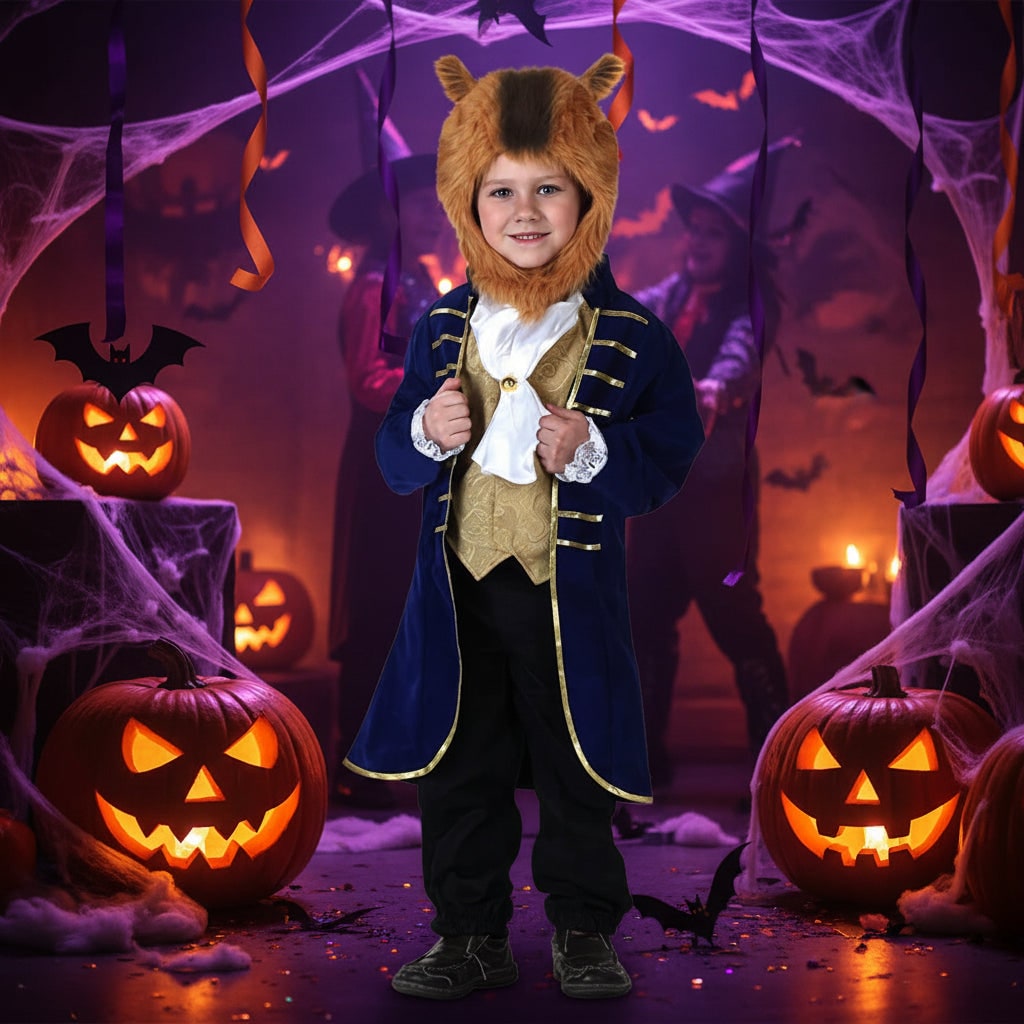 Costume enfant d'animal en polaire avec moufles et couvre-chaussures