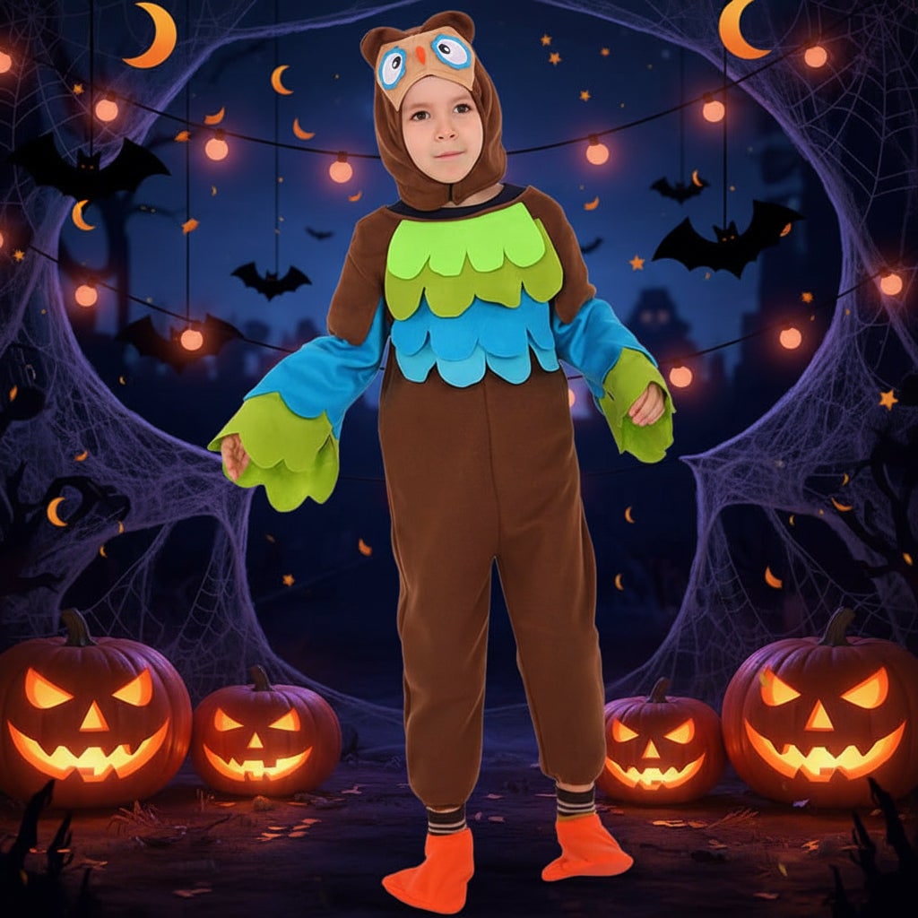 Costume enfant d'animal en polaire avec moufles et couvre-chaussures