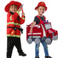 Déguisement enfant de pompier avec casque et bandes réfléchissantes