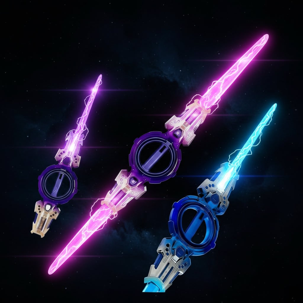 Épée jouet lumineuse à deux lames rétractables