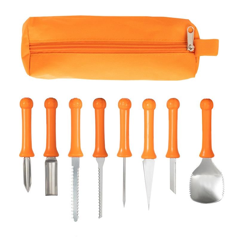 Kit de sculpture de citrouille à huit outils en acier inoxydable