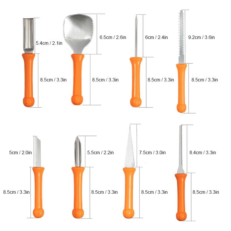 Kit de sculpture de citrouille à huit outils en acier inoxydable