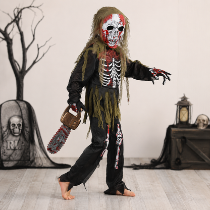Déguisement enfant de squelette zombie avec masque et gants