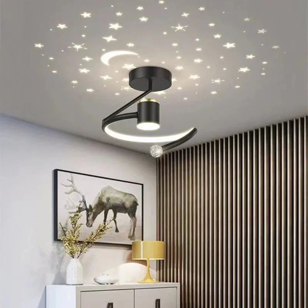 Plafonnier LED à projection d'étoiles et de lune