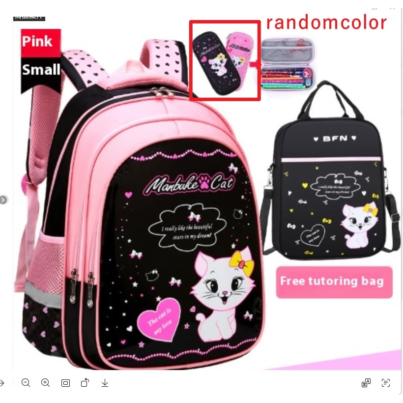 Ensemble sac à dos enfant, sac repas et trousse à motif chat