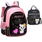 Ensemble sac à dos enfant, sac repas et trousse à motif chat