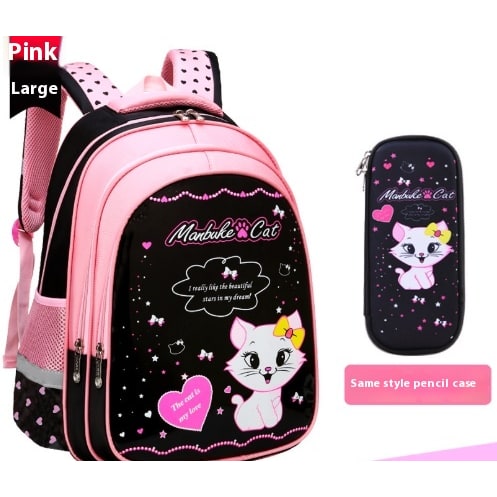 Ensemble sac à dos enfant, sac repas et trousse à motif chat