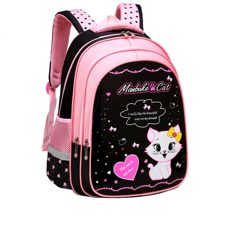 Ensemble sac à dos enfant, sac repas et trousse à motif chat