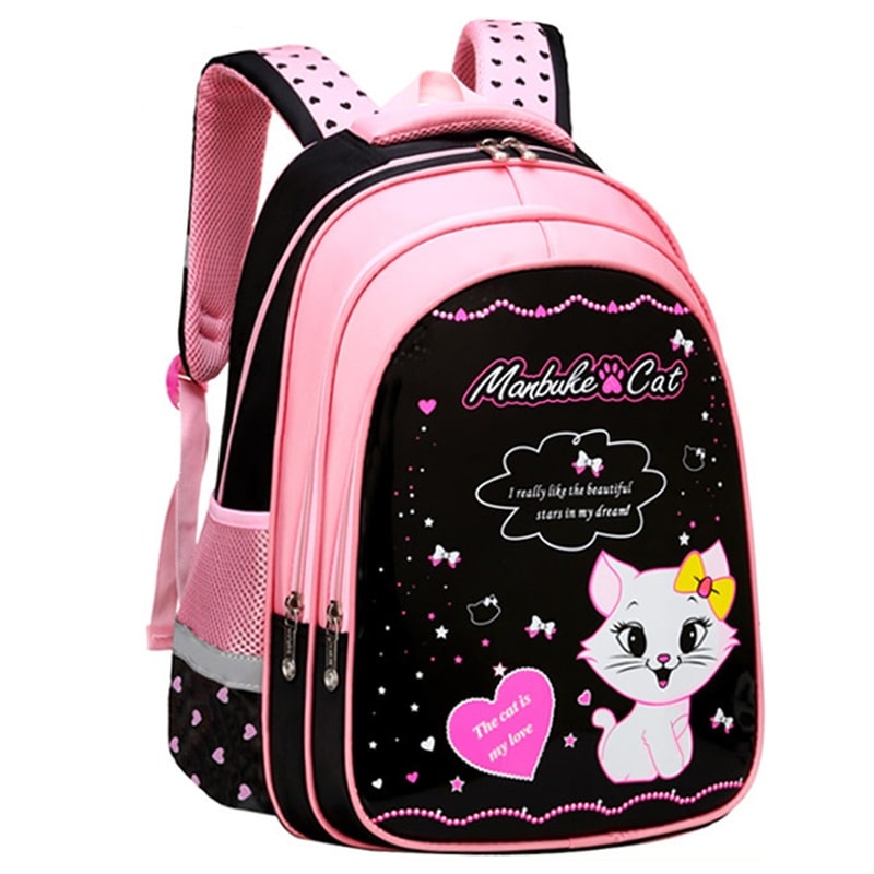 Ensemble sac à dos enfant, sac repas et trousse à motif chat