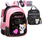 Ensemble sac à dos enfant, sac repas et trousse à motif chat