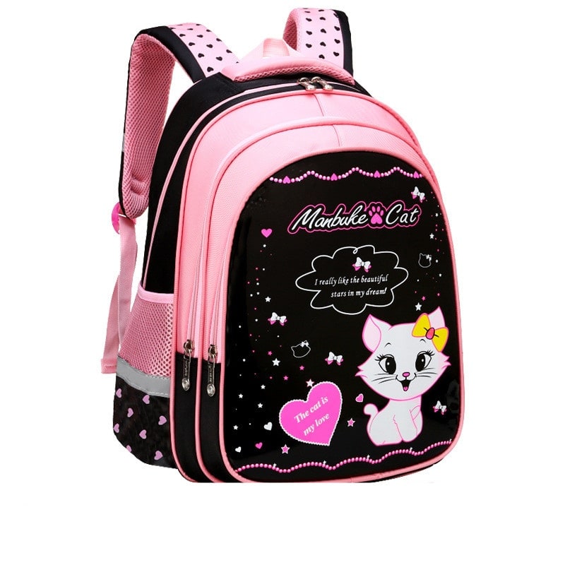 Ensemble sac à dos enfant, sac repas et trousse à motif chat
