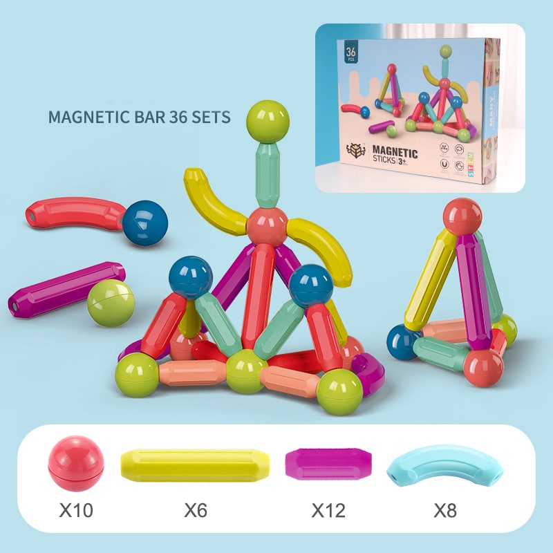 Jeu de construction magnétique à tiges et boules