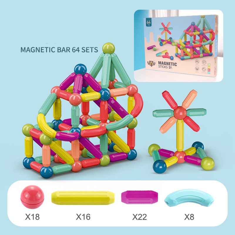 Jeu de construction magnétique à tiges et boules