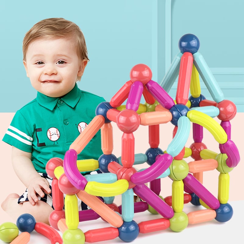 Jeu de construction magnétique à tiges et boules