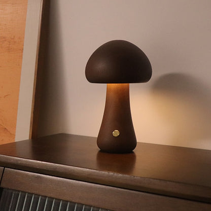 Veilleuse champignon en bois à commande tactile rechargeable