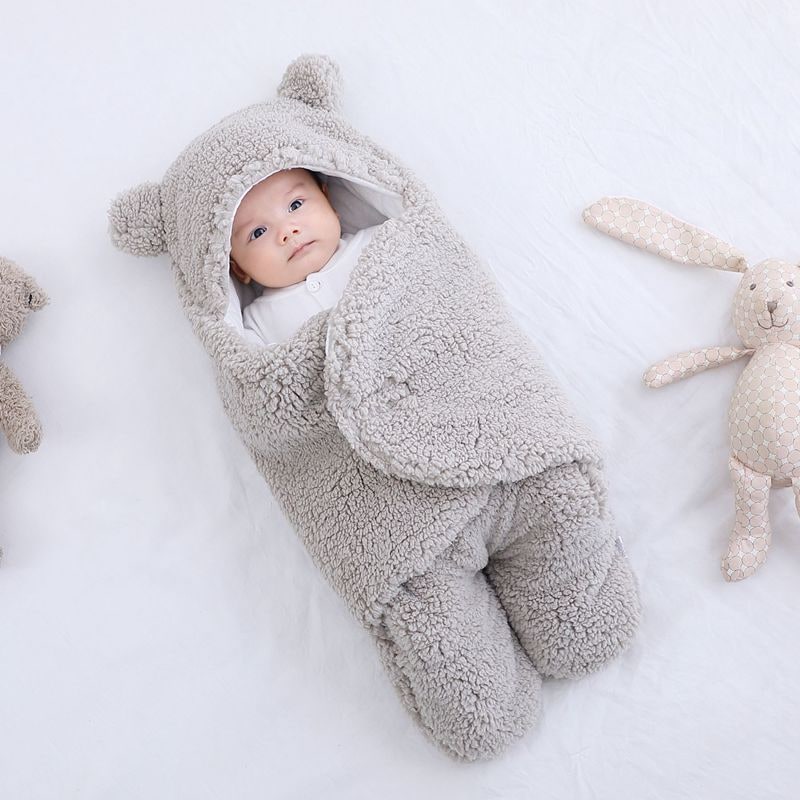 Couverture bébé à capuche en flanelle doublée coton