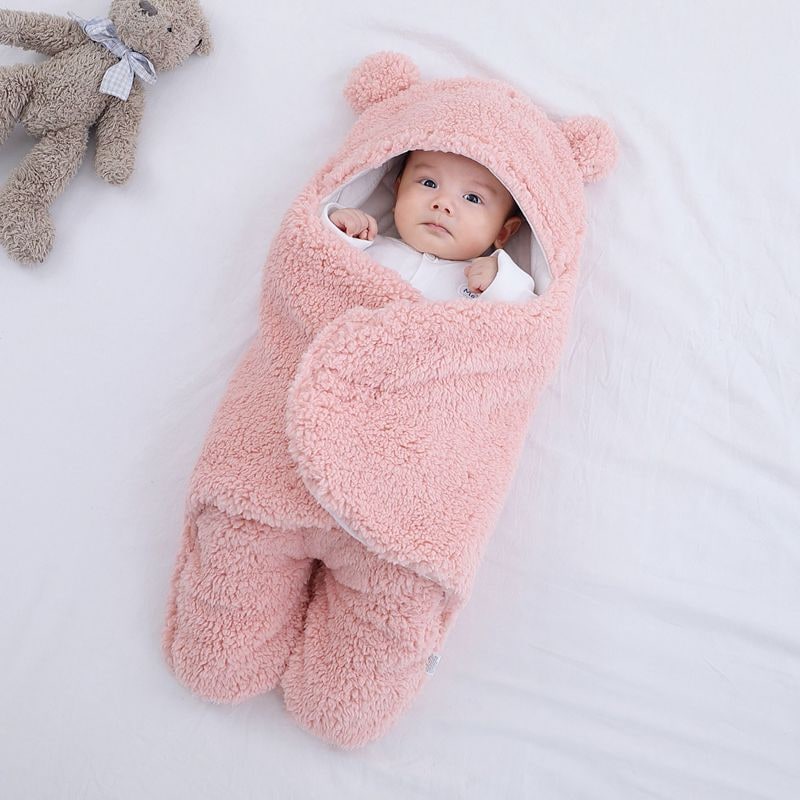 Couverture bébé à capuche en flanelle doublée coton