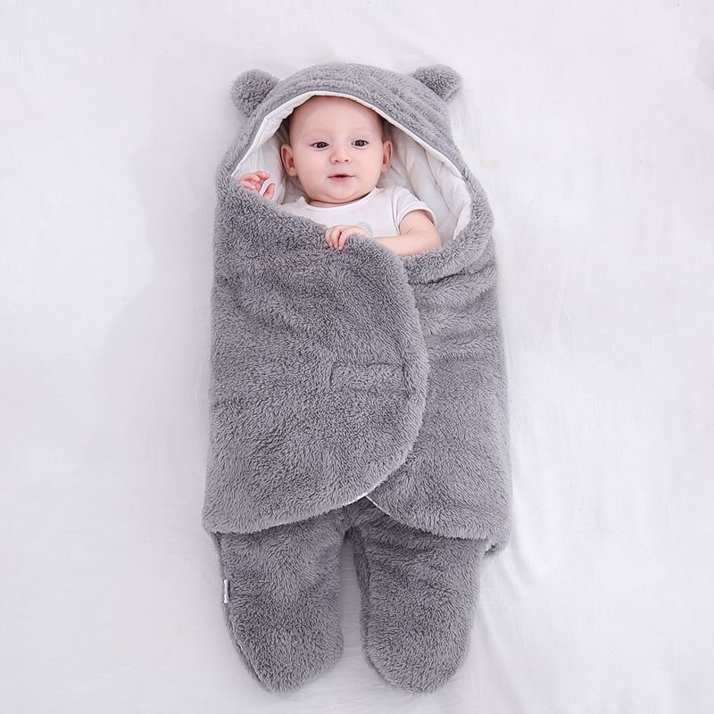 Couverture bébé à capuche en flanelle doublée coton