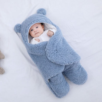 Couverture bébé à capuche en flanelle doublée coton