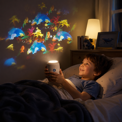 Veilleuse projecteur à motifs océaniques et étoilés