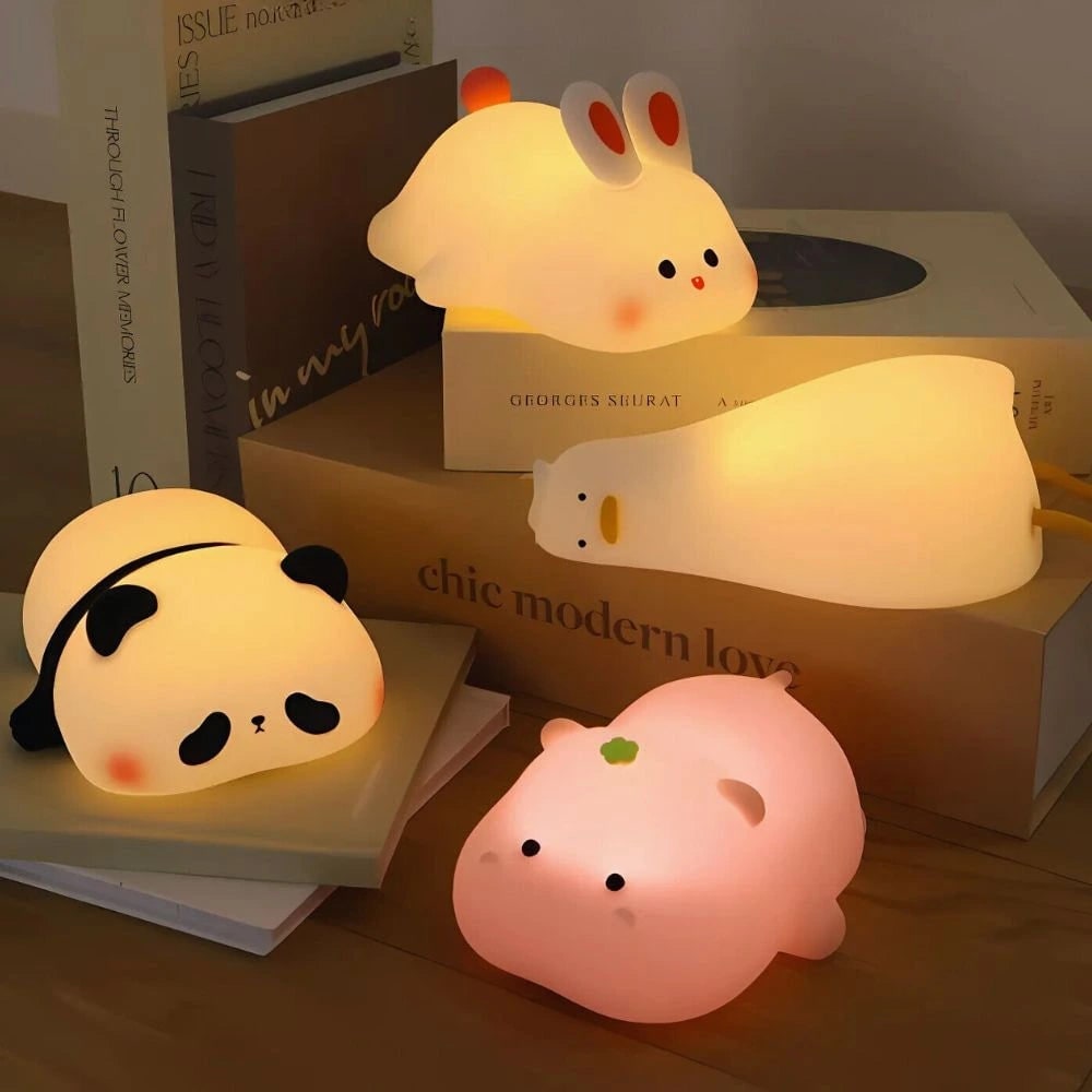 Veilleuse animale rechargeable en silicone à commande tactile