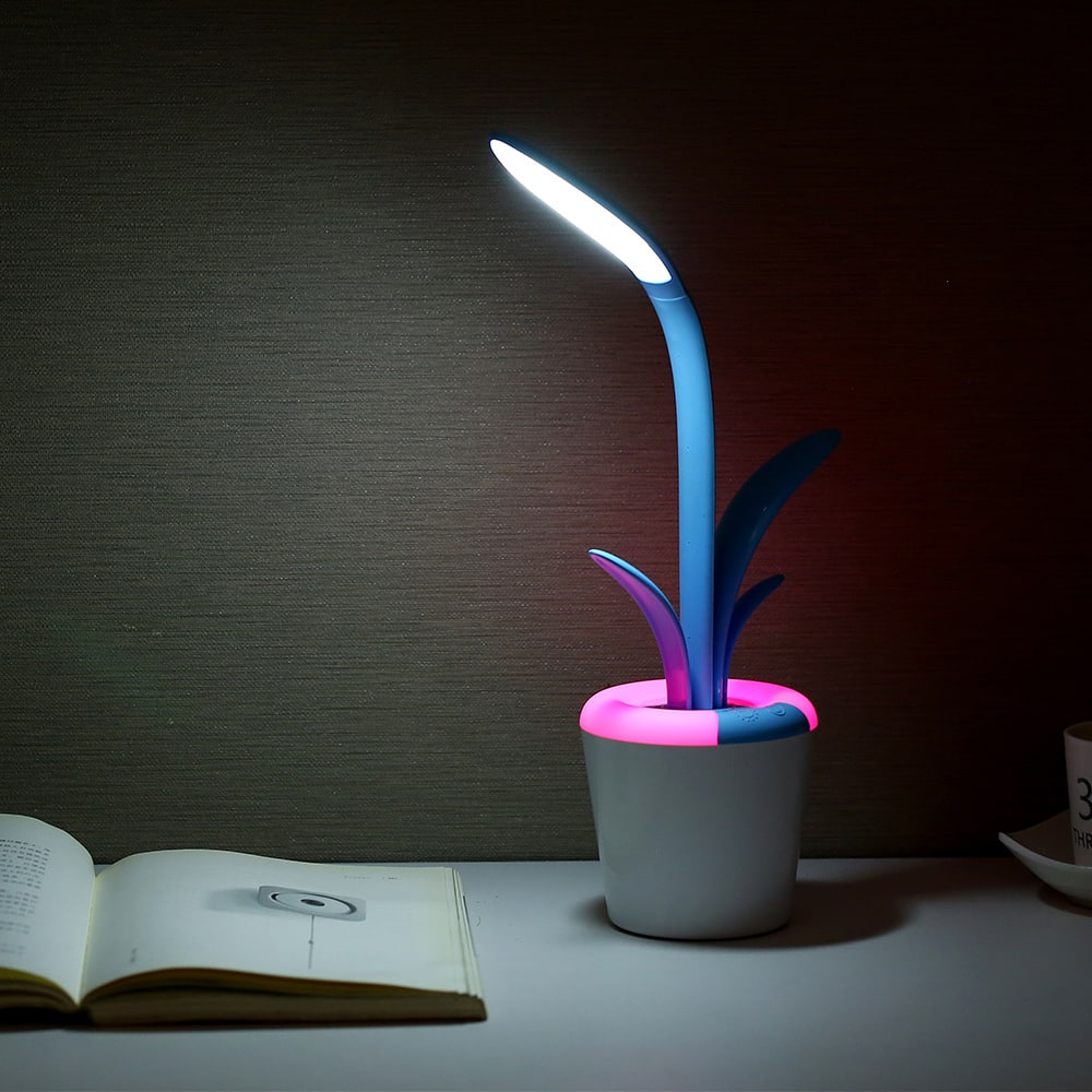 Lampe de bureau plante rechargeable à tige flexible