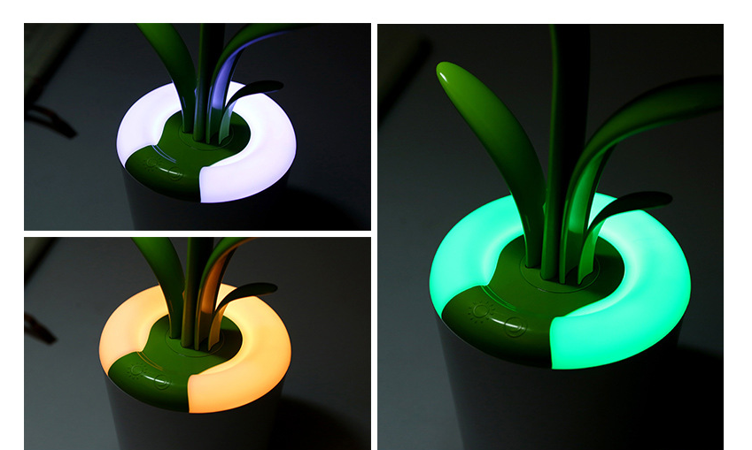 Lampe de bureau plante rechargeable à tige flexible