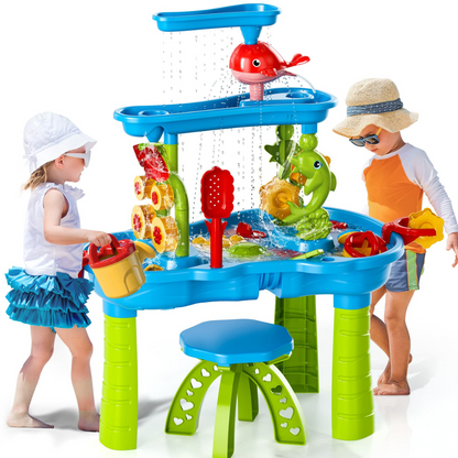 Table de jeu sable et eau avec quinze accessoires