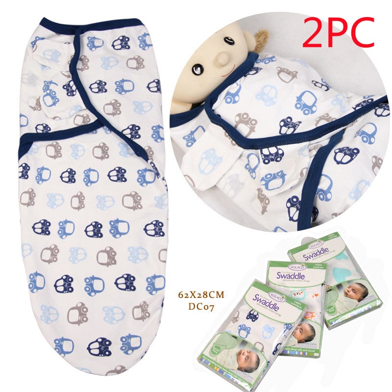 Couverture d'emmaillotage bébé en coton à rabats réglables