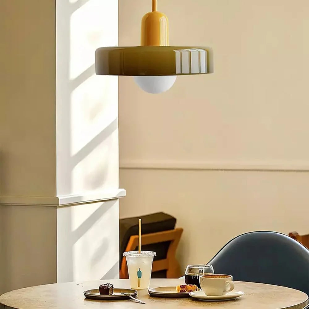 Suspension à abat-jour en verre et câble réglable