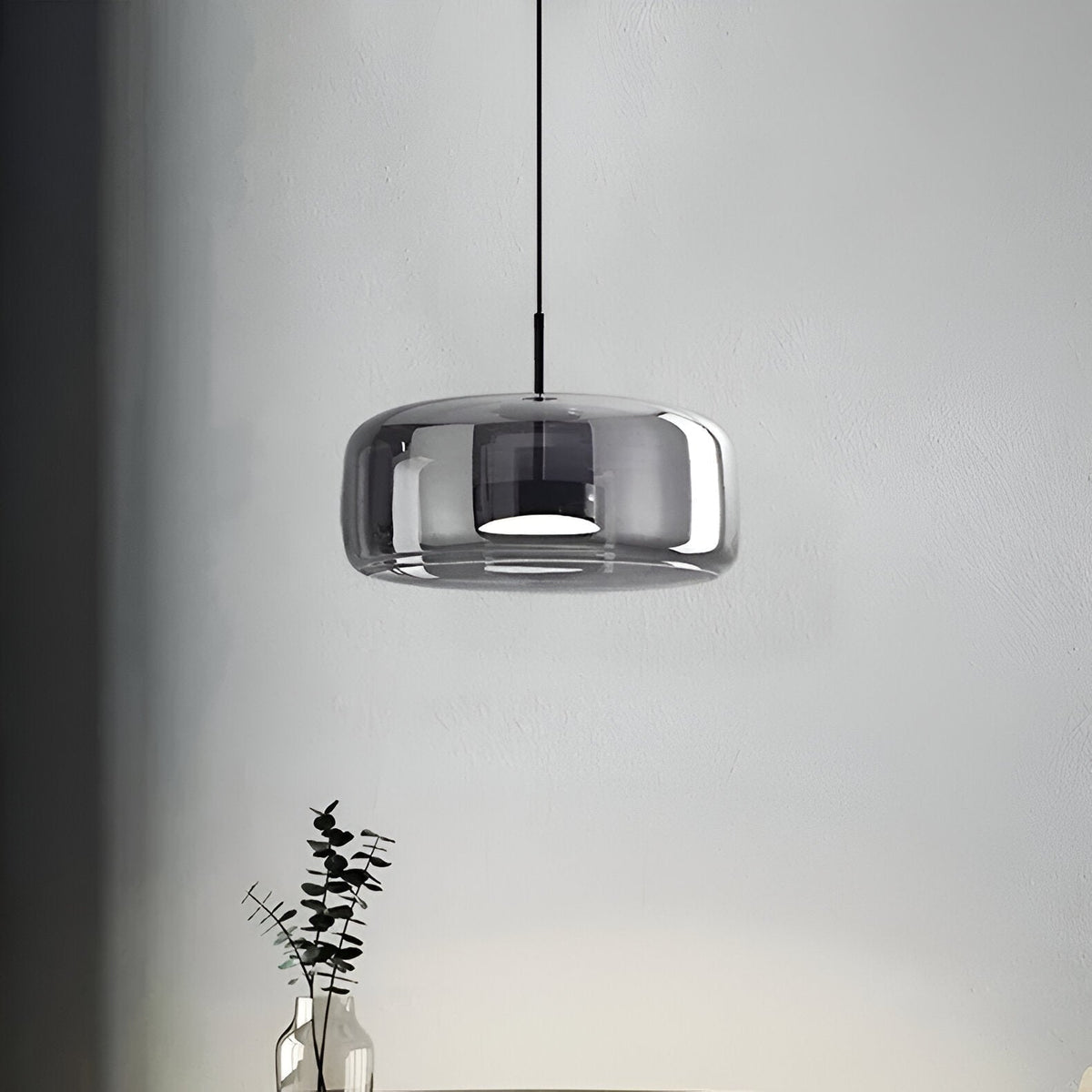 Suspension LED en verre translucide à hauteur réglable