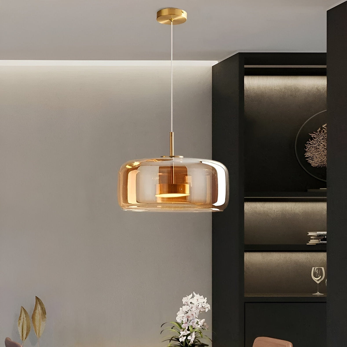 Suspension LED en verre translucide à hauteur réglable