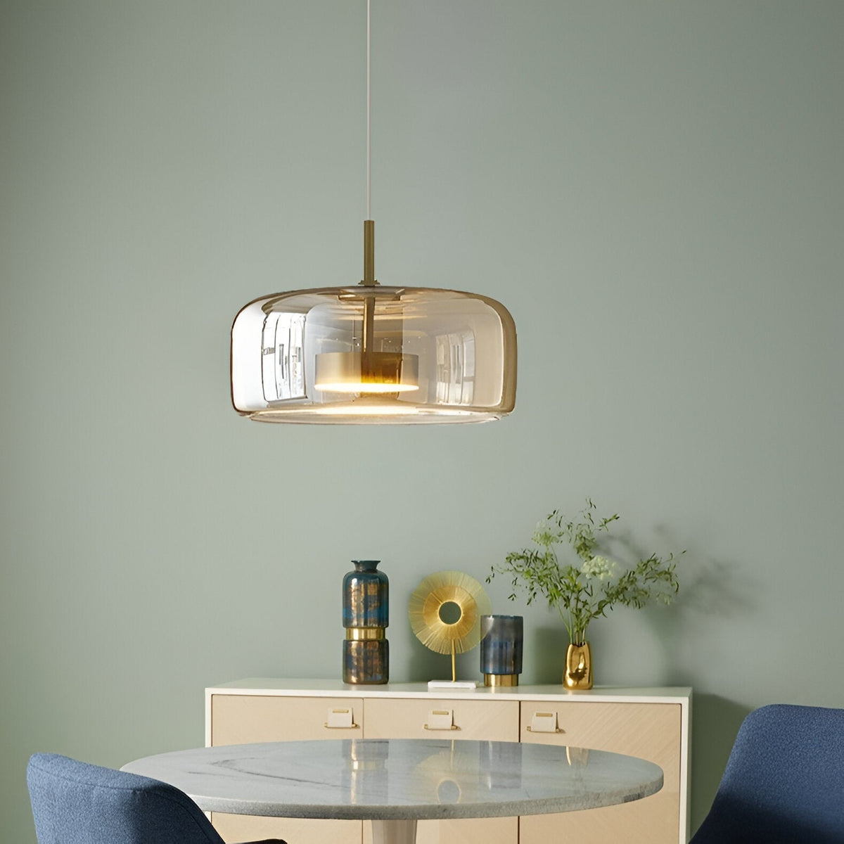 Suspension LED en verre translucide à hauteur réglable