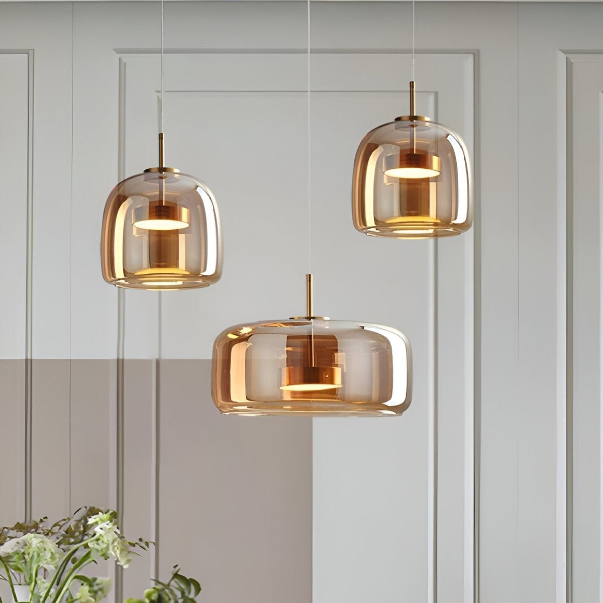 Suspension LED en verre translucide à hauteur réglable