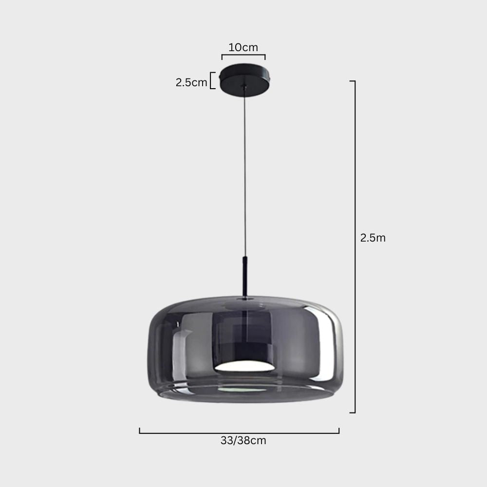 Suspension LED en verre translucide à hauteur réglable