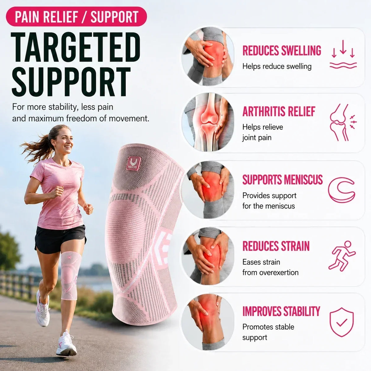 Genouillère élastique en maille respirante avec bande silicone