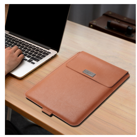 Housse d'ordinateur en similicuir PU avec rabat tapis de souris