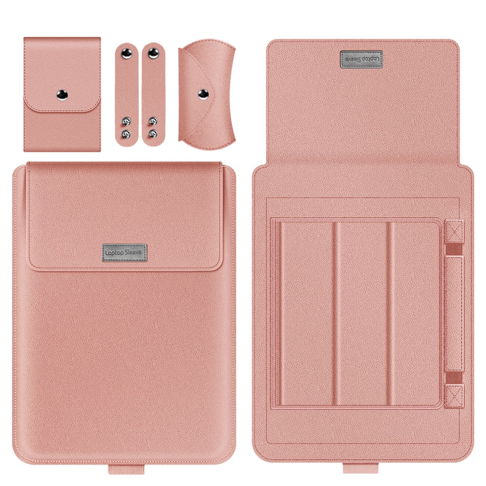 Housse d'ordinateur en similicuir PU avec rabat tapis de souris