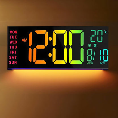 Grande horloge murale LED RVB avec double alarme