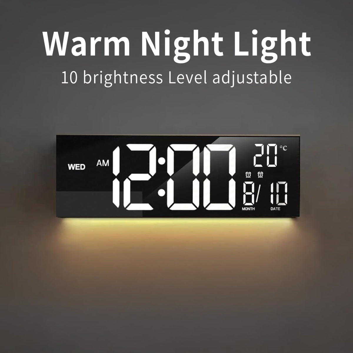 Grande horloge murale LED RVB avec double alarme