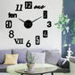 Horloge murale à chiffres adhésifs 3D et aiguilles métalliques