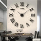 Horloge murale à chiffres adhésifs 3D et aiguilles métalliques