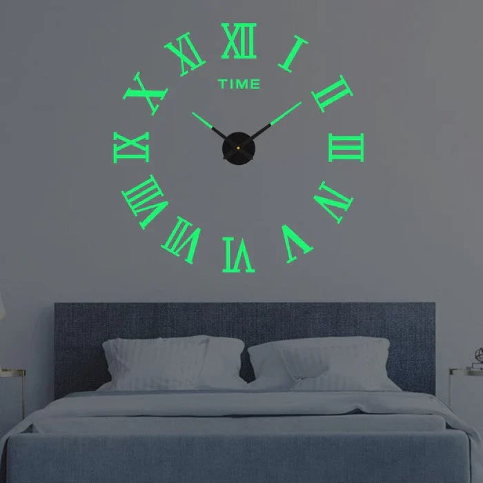 Horloge murale à chiffres adhésifs 3D et aiguilles métalliques