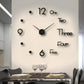 Horloge murale à chiffres adhésifs 3D et aiguilles métalliques