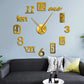 Horloge murale à chiffres adhésifs 3D et aiguilles métalliques
