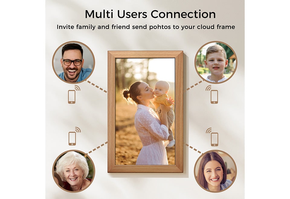 Cadre photo numérique connecté à écran IPS de 21,5 pouces