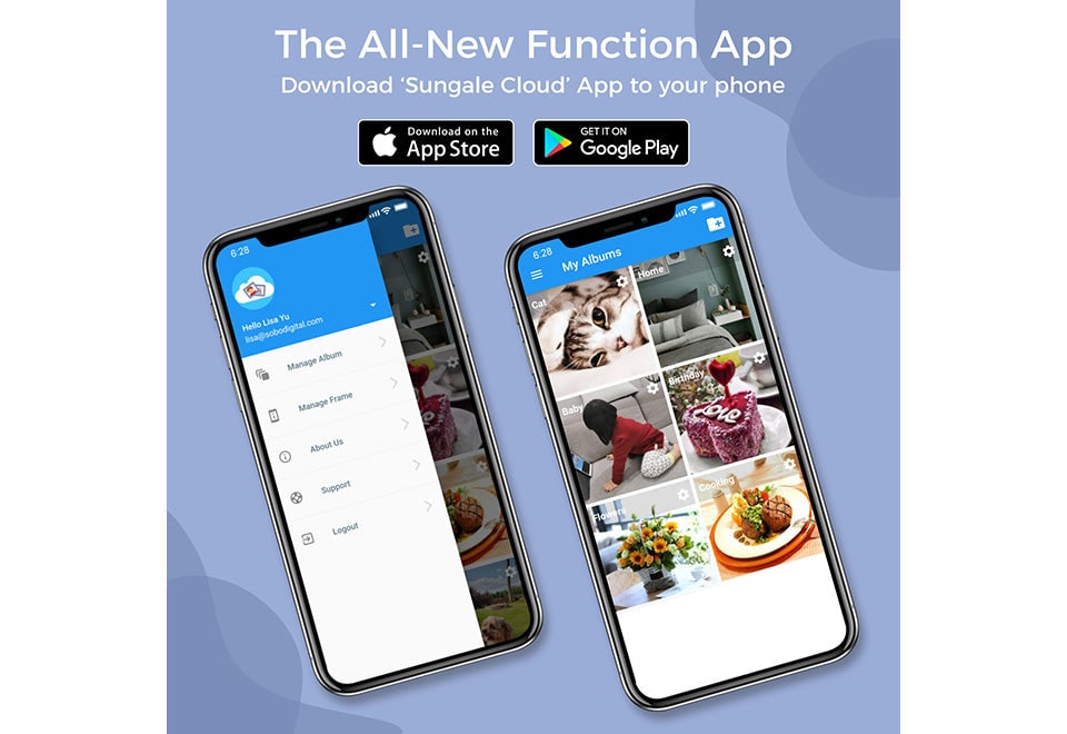 Cadre photo numérique connecté à écran IPS de 21,5 pouces