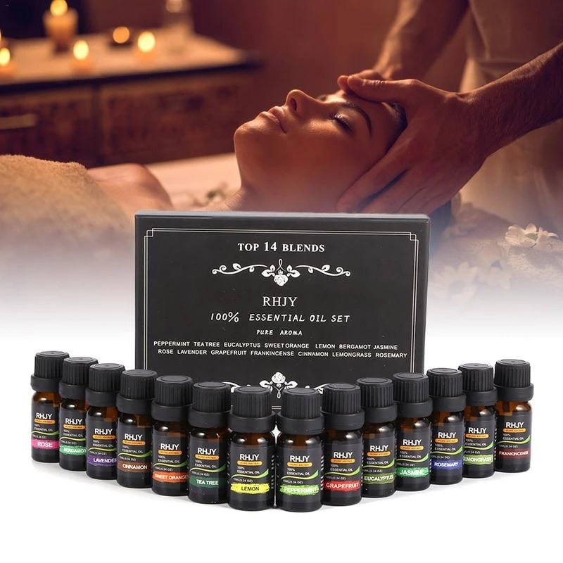 Coffret de quatorze huiles essentielles pour diffuseur, 10 ml chacune