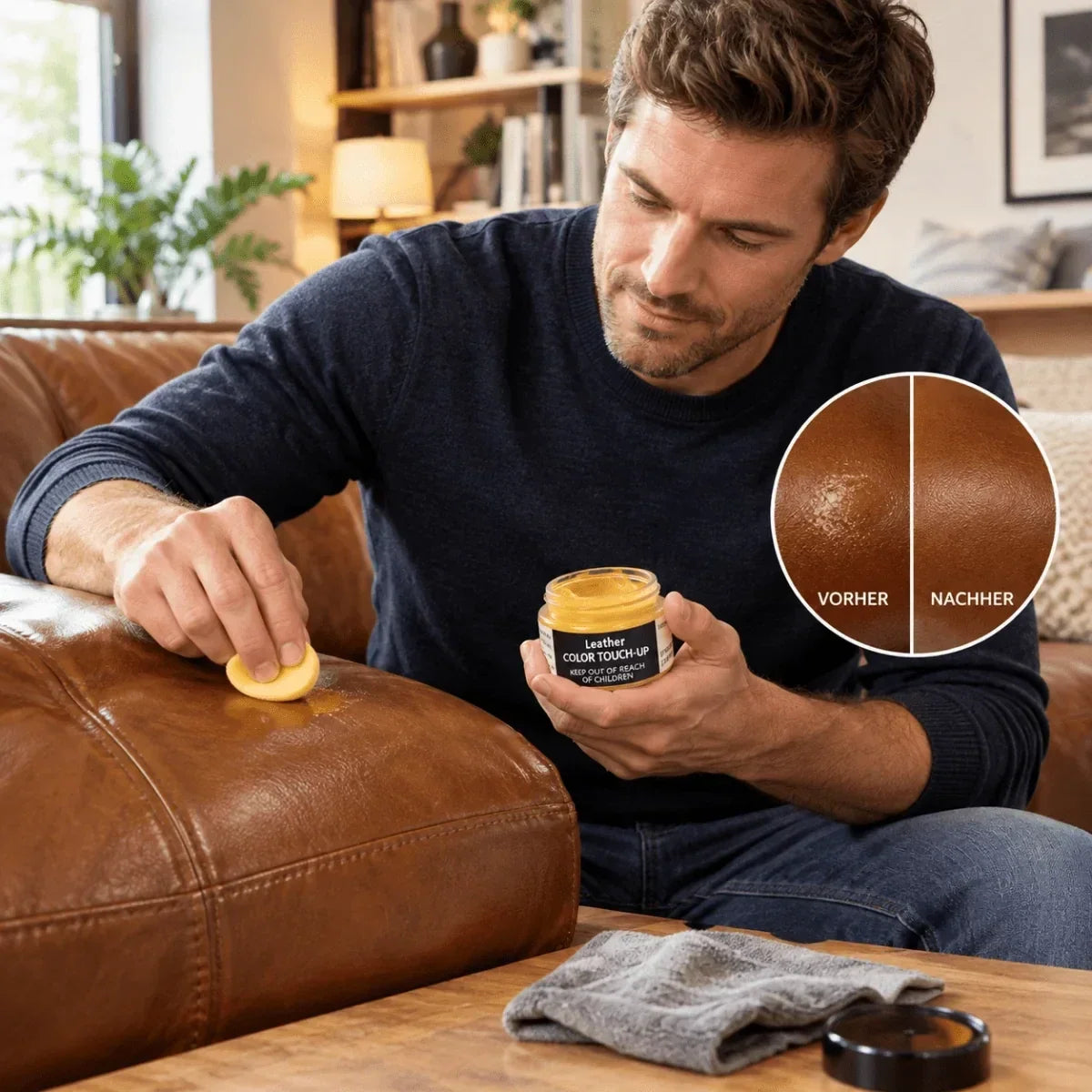 Crème de recoloration pour cuir et similicuir avec applicateur