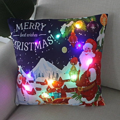 Housse de coussin de Noël lumineuse à LED, 45 × 45 cm